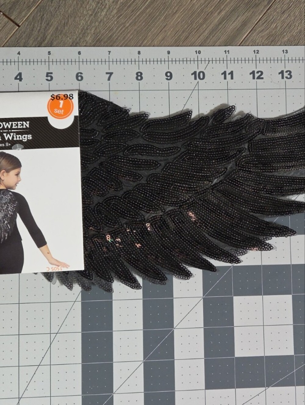 Celebrate It Black Sequin Feathered Wings - Kids Costume Accessory